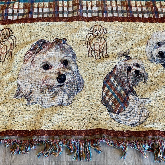 Adorable Maltese Throw Blanket Tapestry with Fringe Puppy Portrait Dog Gift - Picture 7 of 7